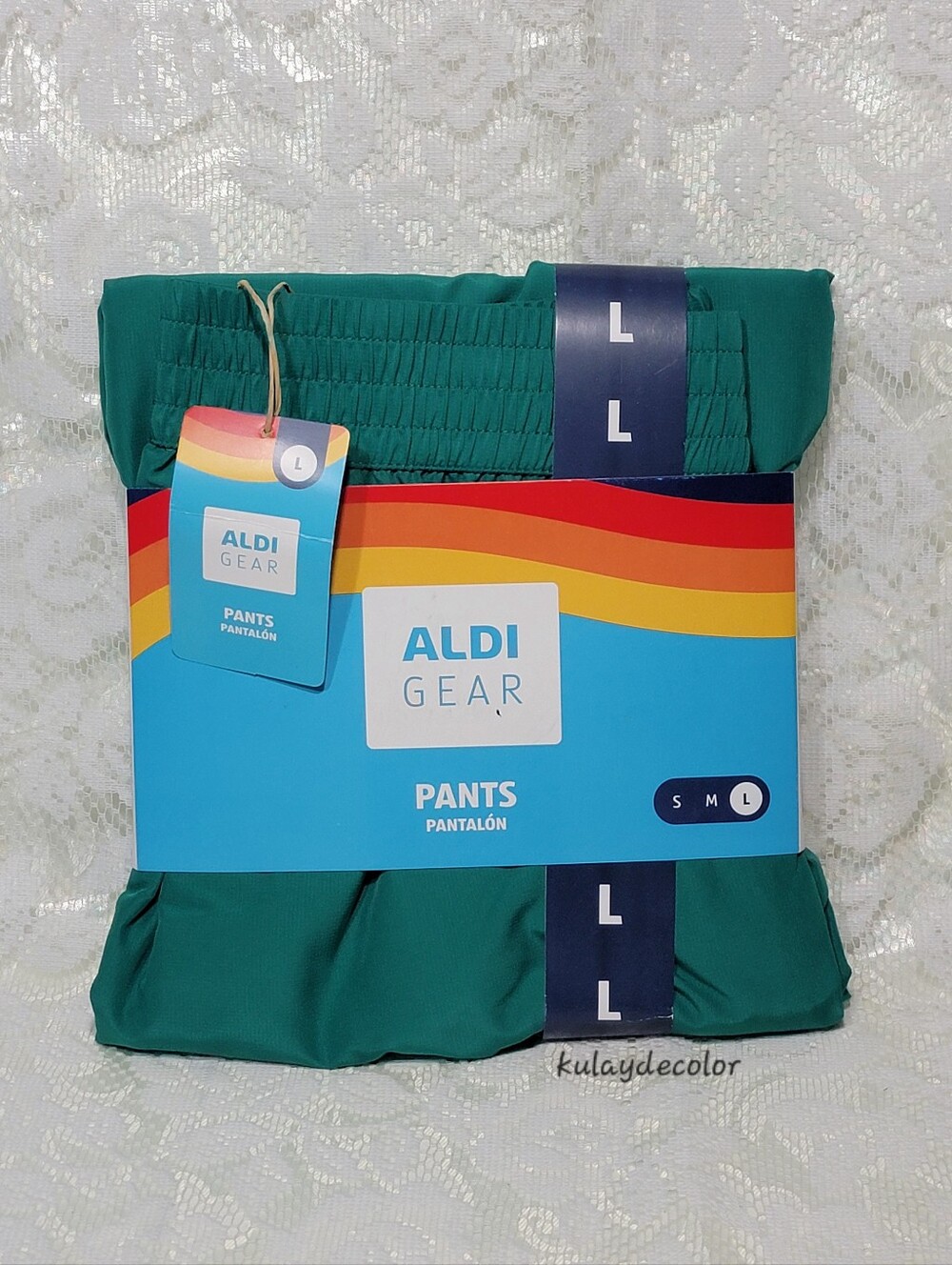 ALDI GEAR L Green Jogger Pants Elastic Waistband Athletic Lounge Sweatpants NWT